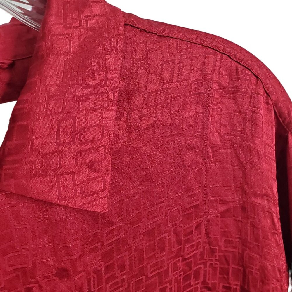 Alfani Mens Size M Shirt Pajama Top 100% Silk Button Down Geometric Textured - Picture 9 of 10